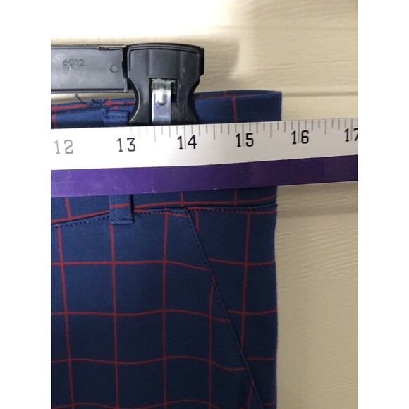 Betabrand Dress Pant Yoga Pants Blue Grid Plaid Size L Bootcut Stretch Work - Picture 4 of 8
